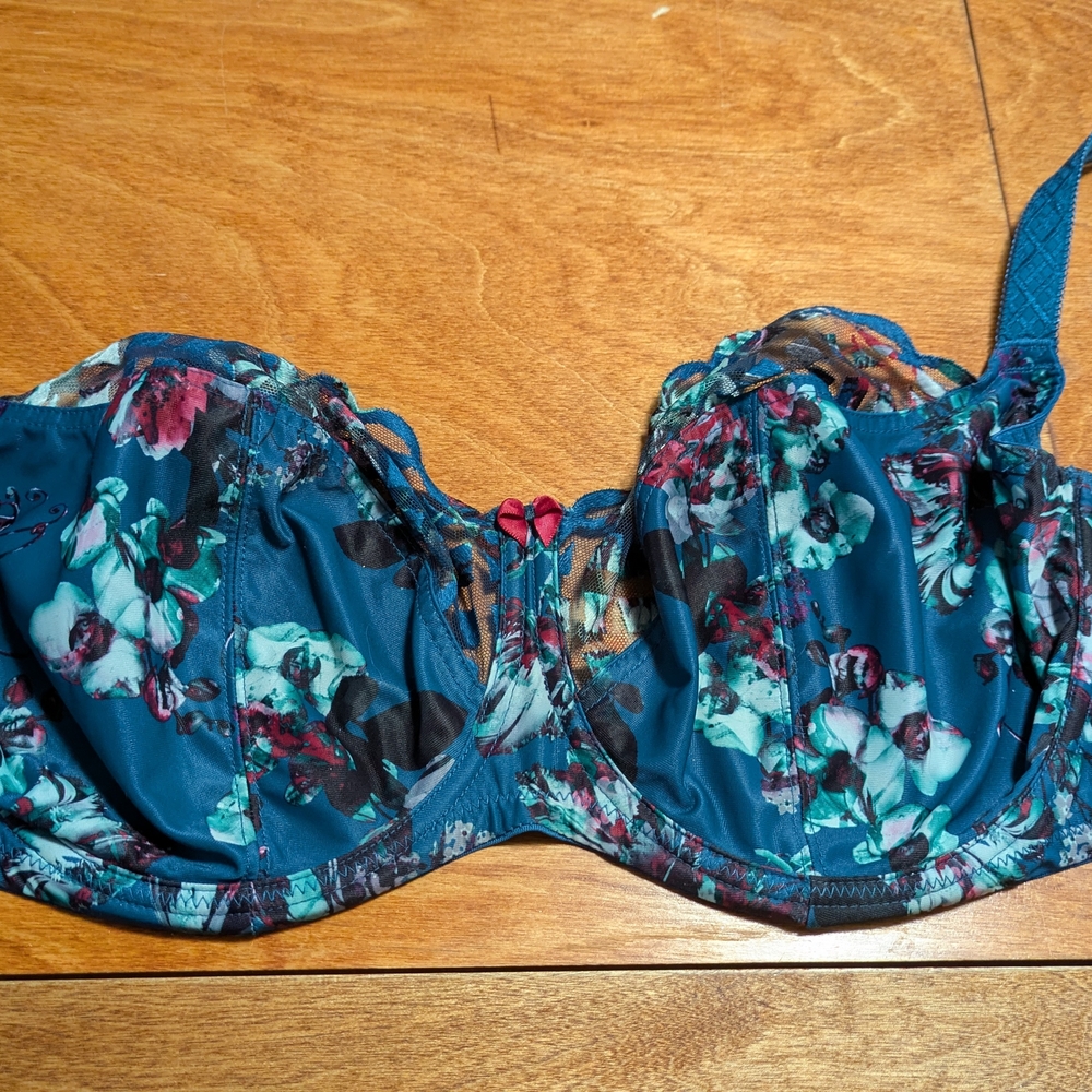 Floral Underwire Bra in Teal
